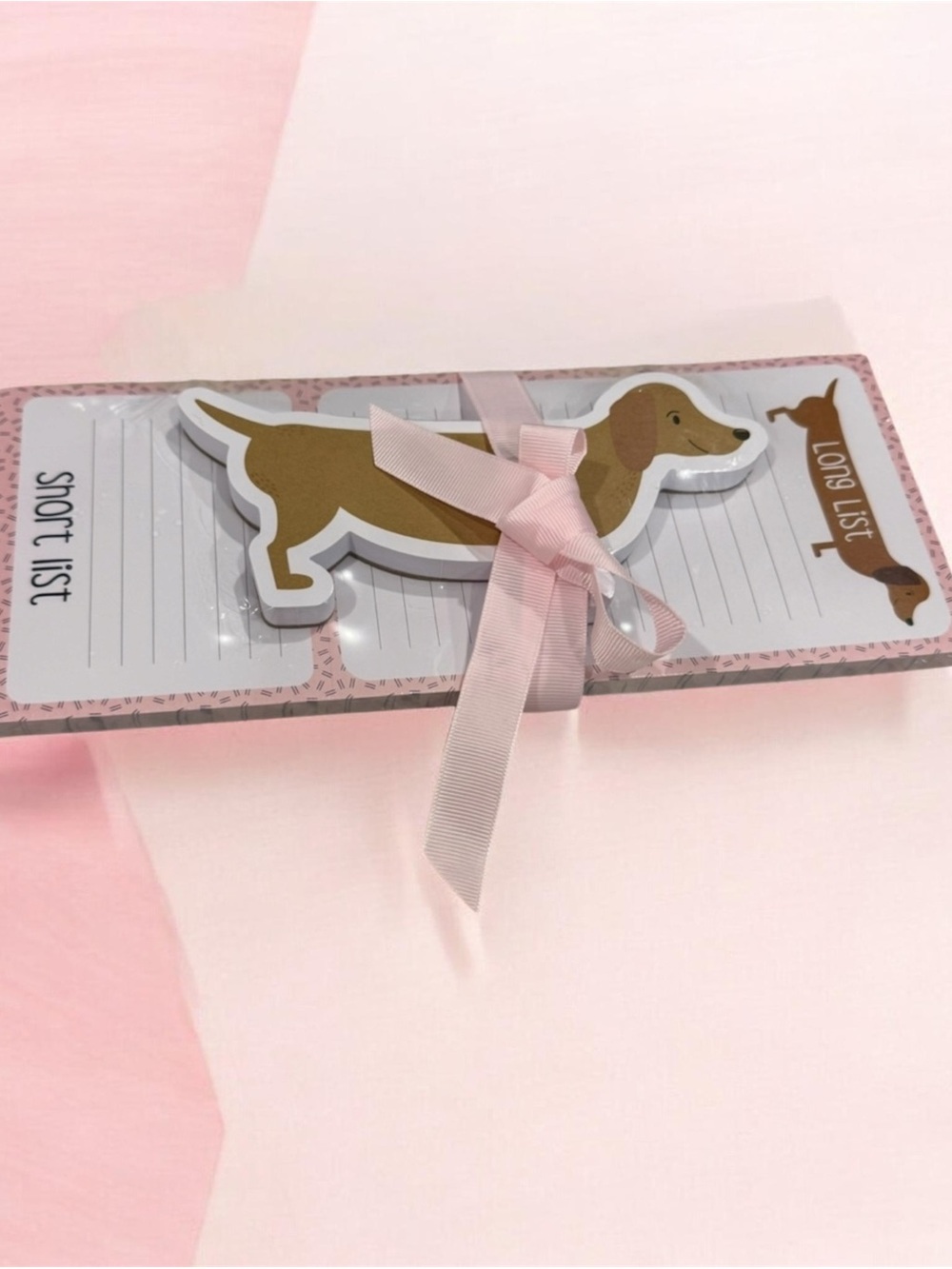 Dachshund Note & List Pad Set - Pink and Brown